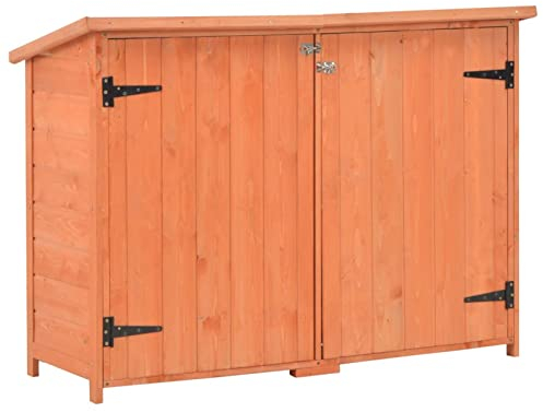 Festnight Gartenhaus Holz Outdoor Schrank Gartenschrank für den außenbereich Holzschuppen mit Satteldach Gartenhaus Klein Gerätehäuser Terrassenschrank Holz Holzhütte 120 x 50 x 91 cm