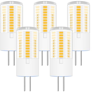 TZHILAN LED G4 Lampen, 2W G4 LED Leuchtmittel Ersetzt für 20W Halogenlampen, 3000K Warmweiss 200LM 12V AC/DC LED Birnen, Nicht Dimmbar, für Küchen, Wohnzimmer, Schlafzimmer, 5er-Pack[MEHRWEG]