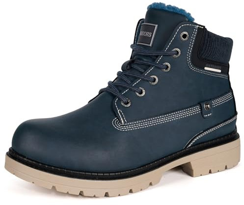 Gaatpot Winterstiefel Herren Winterschuhe Warm Gefütterte Stiefeletten Wasserdicht Boots,Dunkelblau D,EU47