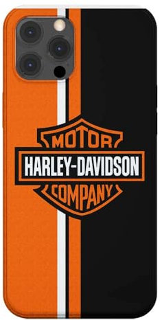 Coque Silicone Souple Transparente pour Apple iPhone imprimée en France, Harley Davidson Orange (iPhone 12 Pro Max)