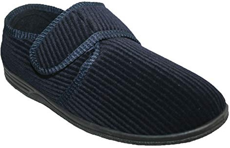 footloose.shoes Diabetic Orthopedic Men's Easy Close Wide-Fitting Touch Close Bar-strap Shoe Slippers Sizes 6-14 (Navy Extra Wide, UK Footwear Size System, Adult, Men, Numeric, X-Wide, 10)
