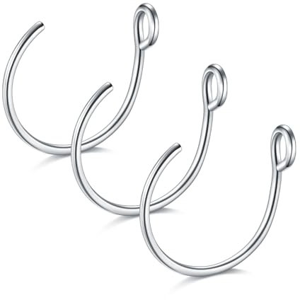 VF VFUN 3 Pcs 20G Faux Piercing Nez Acier Chirurgical Faux Anneau Nez Non Percé Nez Cerceau Bijoux pour Femmes Hommes Argent