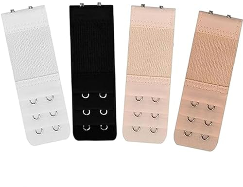 AnaTI 4 Stück Damen BH-Verlängerer 3 Haken 2 Reihen, BH-Verlängerer, Stretch-Unterwäsche Verlängerungsschnalle Verlängerungsgurt Schwangerschafts Zubehör