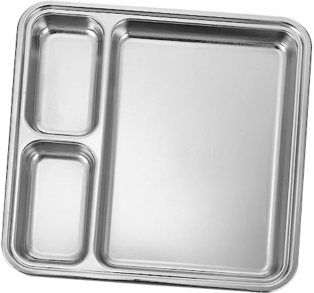 OUNONA Piatto Da Pranzo Diviso in Acciaio Inossidabile 304 Vassoio Per Snack Piatto Da Portata Vassoio Per Scomparto