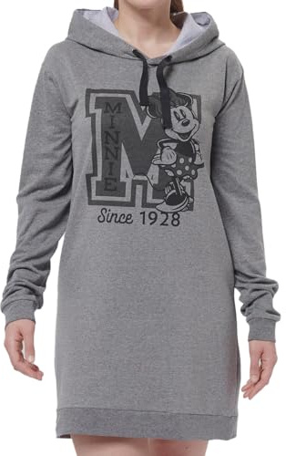 Disney Mimmi Pigg Sweatklänning för kvinnor – oversize huvtröja huvtröja lång sweatshirt långärmad grå, GRÅ, S
