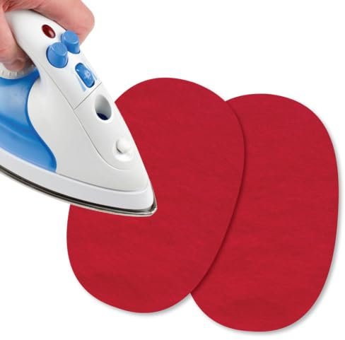 USIT, 2 Piezas Mini Parches de Jersey Termoadhesivos para Ropa, 13x9 cm, Ideales para Reparar Chándales, Camisetas y Pantalones Deportivos, Rojo