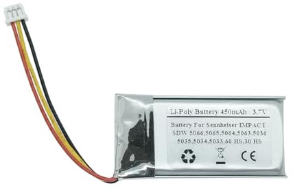Batterie STARTONG 450 mAh 3,7 V Compatible avec Sennheise r Impact SDW 5066, SDW 5065, SDW 5064, SDW 5063, SDW 5036, SDW 5035, SDW 5034, SDW 5033, SDW 60 HS et SDW 30 HS, AHB732038T
