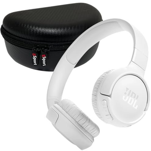 JBL Tune 520BT Wireless On Ear Bluetooth Headphone Bundle with gSport Case (White)
