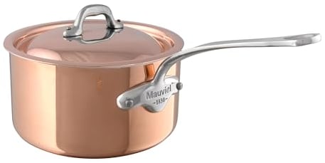 Mauviel M'Heritage 150 S 1.5mm Polished Copper & Stainless Steel Sauce Pan With Curved Lid And Cast Stainless Steel Handle, 3.4-qt, Made In France