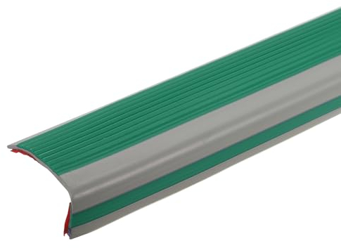 QUARKZMAN Nez de Marche de 5 Pi, Profilé de Bord de Marche en PVC de 2,5 mm Auto-Adhésif, Protecteur de Bords d'Escalier en Forme de L pour Escalier Intérieur et Extérieur, Vert Foncé/Gris