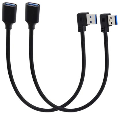 LANMINGLEL Breve Cavo Usb 3,0 90 Gradi Sinistra e Destra Adattatore Usb Maschio a Femmina Cavi 5 Gbps Usb 3,0 90 Gradi Cavo di Prolunga Dati per Tastiera, 2 Confezioni (Sinistra e destra)