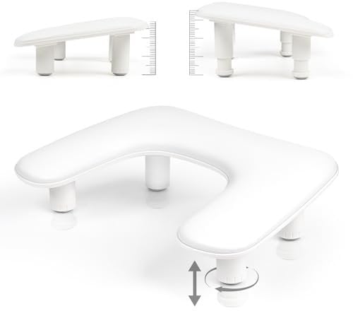 Arm Rest for Nails Tech，Height-Adjustable U Shaped Manicure Nail Arm Rest,Big Microfiber PU Leather Hand Rest for Nails Tech, Professional Salon Manicure Arm Rest Cushion(White) (White)