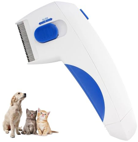Verazquy Elektrischer Flohkamm für Katzen und Hunde, Haustierpflegekamm, Bürste, Werkzeug, Läuse-Entferner, tötet Flöhe und Eier, effizientes Entfernen von Flöhen für Kätzchen, Welpen,
