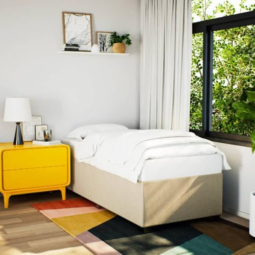 qohoio Bettgestell Bed Frame Bettrahmen Betten Bettgestelle Bedframe Creme 90x190 cm Stoff - 3284441