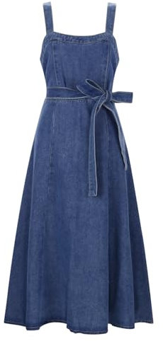Vhersily Capodanno 2025 Salopette Gonna Donna Jeans Vestito con Bretelle in Jeans da Donna Lunga Vestito Salopette Overall Senza Maniche Denim Vestiti