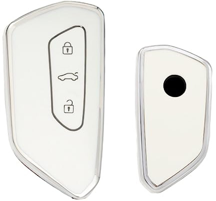 【6 Farben】 Z.MYUKI Schlüsselhülle mit Schlüsselanhänger für Cupra Tavascan 2023-2025 2026 Zubehör Key Cover (Weiß)