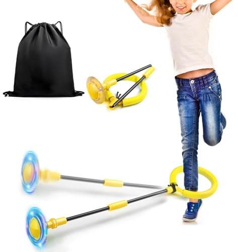 Jalunth Springring Fußkreisel Swing Wheel Outdoor Draußen Garten Draussen Blinkt Skip Ball Spielzeug Spiele Kinder Erwachsene Junge Mädchen 5 6 7 8 9 10 11 12 13 Jahre Kindertag Geschenk mit Lichtrad