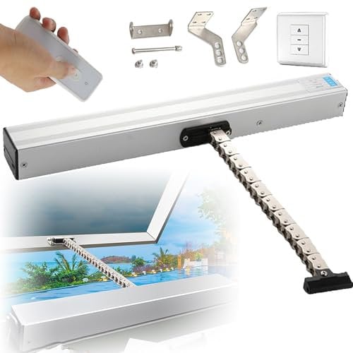 Skylight/Roof Electric Automatic Window Opener, W/Remote Control + Switch, Automatic Window Opener - Double Layer Chain + Locking Force: 400n,400mm