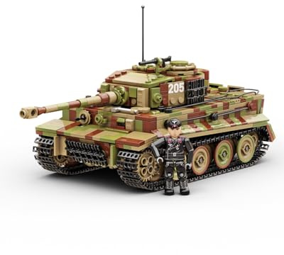 Buildarmy WW2 German Tiger 1 E Late Version in Camouflage Brick Model Building Block 1157pcs