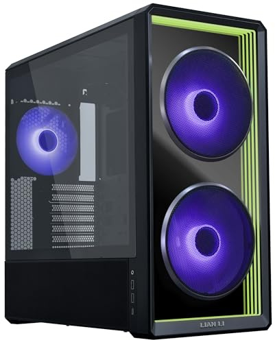 Lian Li LANCOOL 217 Infinity Mid-Tower PC Case – Tempered Glass Infinity Mirror Front Panel, Dual 170mm ARGB Fans, Modular PSU Mount, 380mm GPU Clearance, SSI-EEB Support, Adjustable I/O Black