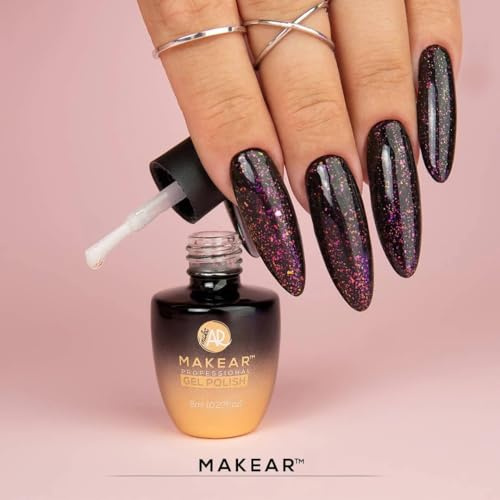 MAKEAR Top Cherry No Wipe 8 ml | UV Top Coat ohne Schwitzschicht mit Chamäleon-Effekt | Rosafarbener Glanz-Versiegler für Gel Nagellack | Effekt Top Coat für Gelnägel