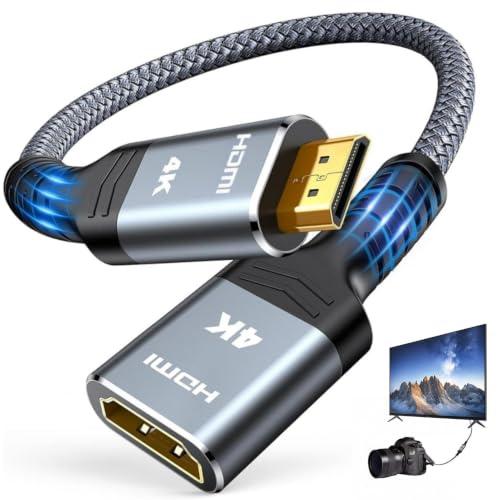 Adaptador HDMI, Adaptador HDMI Macho a Hembra, Cobre Puro, Triple Blindaje, Cable de Extensión HDMI con 4 K@60 hz HDR 3D, Compatible con Tarjeta gráfica, HDTV, Tableta, Proyector, Monitor y PC