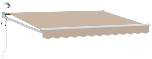 vidaXL Elektrische ausziehbare Markise Beige 3,5 x 2 m, Automatische Markise, moderne elektrische Überdachung, ausziehbare Sonnenschutzlösung, Aluminiumterrassenabdeckung, Außenschutz, LED-Beleuchtung