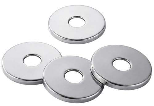 Visxcnu 4 Stück Wasserhahn Rosetten Abdeckung, C12 Modell Flach, 80mm Durchmesser, Edelstahl Optik, Verdeckt Rohre und Wandlöcher, Für Eckventile und Wasserhähne, Silber