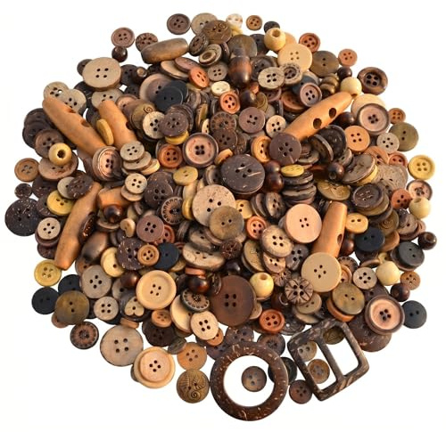300+ Pcs Wooden Buttons for Crafts Assorted Sizes 1-3.5 cm Coconut Shell Wood Mixed Colours Handmade Ornament Buttons for Sewing DIY Crafts Knitting Clothes Decoration