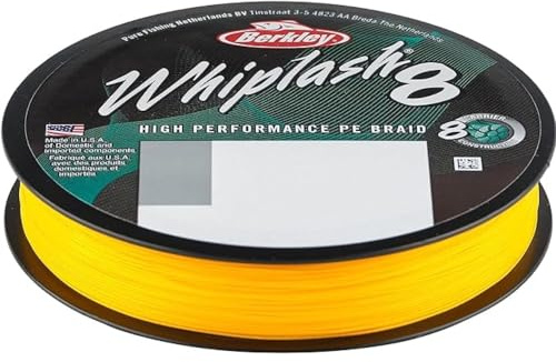 Berkley Whiplash 8 geflochtene Angelschnur – 100 % Dyneema 8-faches Geflecht für Salzwasser- und Süßwasserangeln