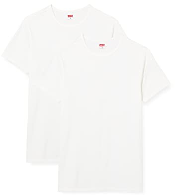 Levi's Men's Levis Men Solid Crew 2p T-Shirt (Pack of 2), White (white 300), XL