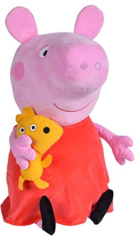 Simba 109261007 - Peppa Pig Plüschtier, 50cm, mit Plüschhund, Kuscheltier, Peppa Wutz, Schweinchen, ab den ersten Lebensmonaten geeignet