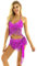 Freebily Damen Bauchtanz Kostüm Sexy Quaste Pailletten BH Oberteil Hüfttuch Rock/Shorts Gürtel Glitzer Tanzkleidung Pole Dance Outfits Rose Einheitsgröße