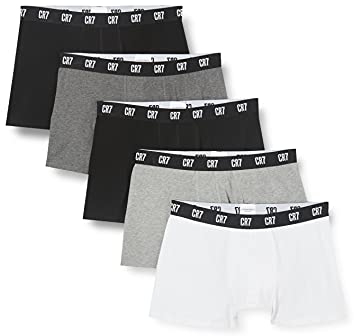 CR7 Herren Cotton Trunks Five Pack Boxershorts, Black/Grey/White, L, 8106-49-2400