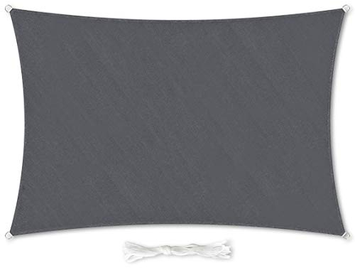 Premium Sonnensegel Rechteckig 5x7m dunkelgrau inkl. Befestigungsseilen aus wetterbeständingen HDPE | Sonnenschutz Schattenspender Garten Balkon Camping & Terrasse - UV Schutz Wetterschutz