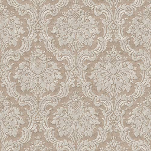 Barock-Tapete Ornament-Tapete Beige Crème Braun Vliestapete Beige Crème Braun | Jetzt Tapeten online bestellen