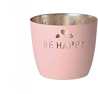 Gift Company [MM] [W] Madras, Windlicht, M, Be Happy, Blush/Gold