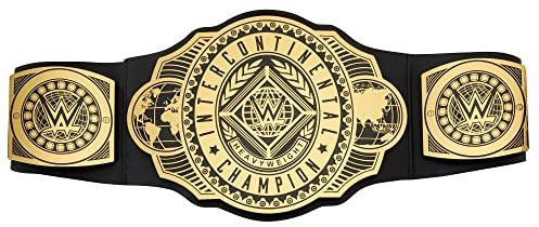 WWE GRT40 - WWE Championship Gürtel im originalgetreuen Design, mit Metallic-Medaillen und Gürtel in Lederoptik mit verstellbarer Länge, für Kinder ab 8 Jahren[Exklusiv bei Amazon]