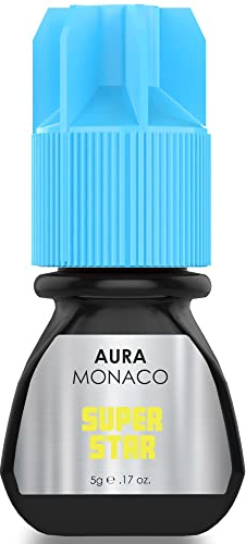 AURA Monaco | Wimpernkleber The Superstar – für 1:1, Volumen & Mega-Volumen, 1 Sek Trocknung, 5 ml, Halt bis 9 Wochen, geringe Dämpfe, nur für professionelle Anwendung