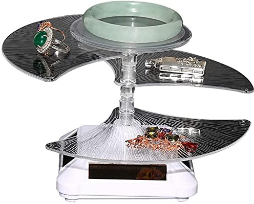 DHRH Rotating Display Stand，Rotating Turntable with Tray,Solar or Battery Powered, Turntable Display for Images,D/As Shown