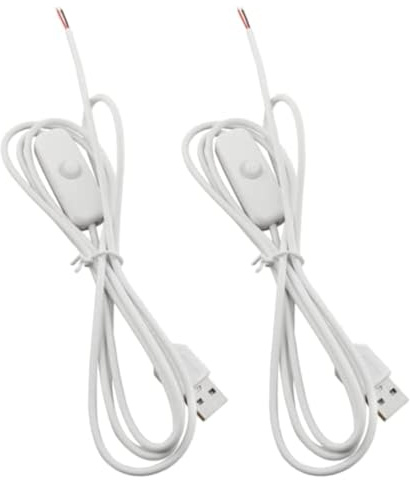 SJZBIN USB Cable with ON/Off Switch 2PCS 1.5m USB Male to DC 2 Pin Wire Push Button Switch Conversion Cable Cord with On Off Power Switch for 5V 12V PC Car Charger USB Power Supply