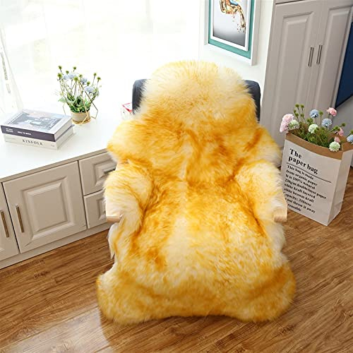 Altlue Lammfell Teppich Echtes Lammfell Fellteppich Stuhlauflage Fell Teppiche Dekofell Echtfell Sitzfell Stuhl Felle Für Stühle Sofa (70X100cm) (Color : 6)