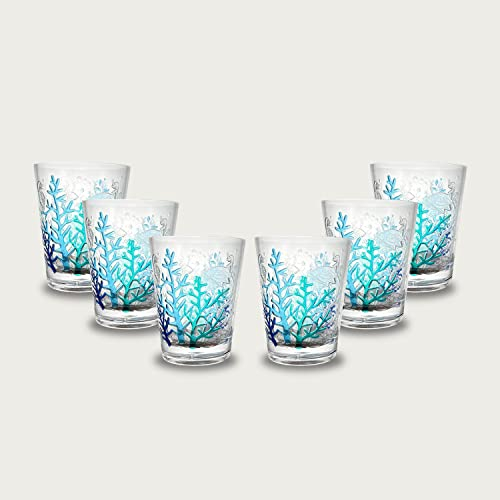 ARCA - Set 6 Bicchieri Tumbler Blu Coral in Plastica Acrilica 48 Cl