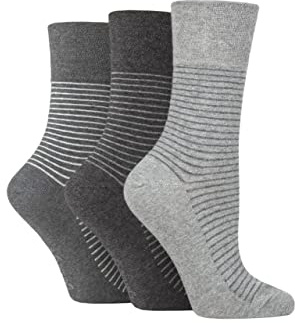 SockShop Gentle Grip Ladies Floral Spotted Patterned Striped Honeycomb Top Cotton Socks 3 Pairs Assorted Colours Size 4-8