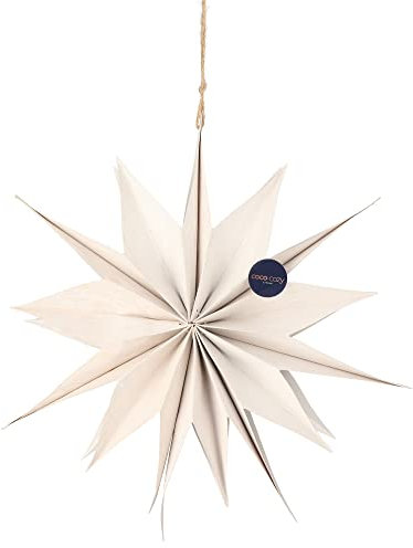 Papierstern Asteria, Weihnachtsstern Deko, 40cm, faltbar, zum aufhängen, aus recyceltem Papier, weiß