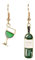 Bluebubble CHEERS Wine Bottle and Glass Dangle Earrings on Gift Card (Green Chardonnay)