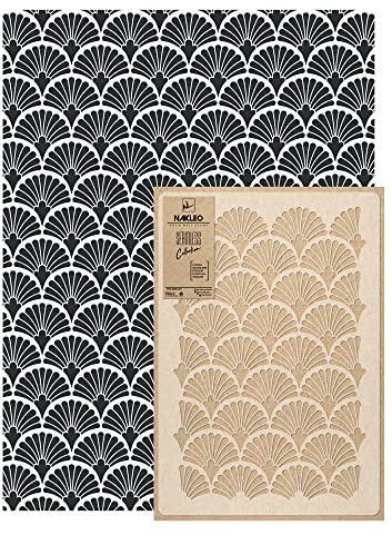 NAKLEO Wandschablone Groß Muster, Malschablone 59x95cm Palme Art Deco Wiederverwendbare Kunststoff, Geometrische Tapete Wandgestaltung, DIY Craft, Holz Möbel Boden Stoff