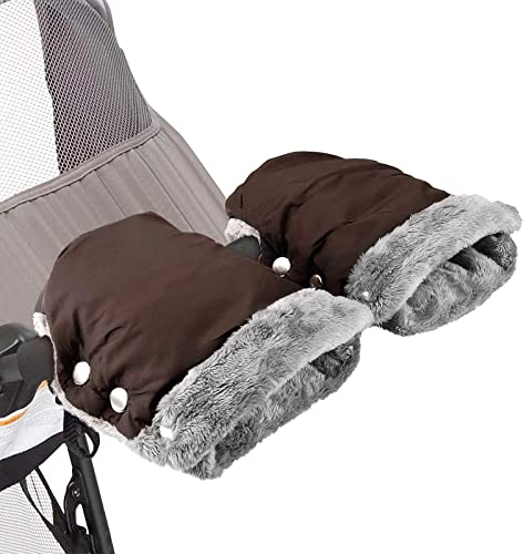 SONARIN Kinderwagen Handwärmer,Warme Winter Kinderwagen Handschuhe Handmuff mit Fleece Innenseite Wasserdicht Winddicht Kinderwagenmuff Universalgröße für Buggy Radanhänger(Braun)