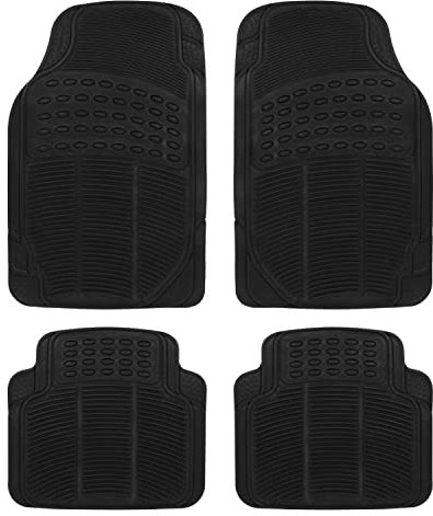 S SUMEX Alfombrilla de Goma para Coches Alfombra Goma Recortable Juego de 4 Piezas Color Negro