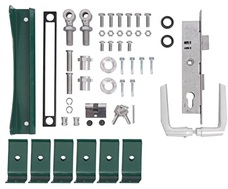 Alberts 678111 Zubehör-Set Flexo | für Einzeltor | bis 1200 mm Höhe | Stahl roh, verzinkt grün kunststoffbeschichtet RAL 6005